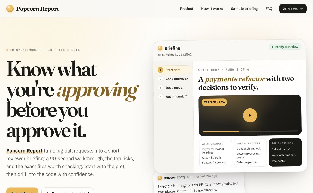 Screenshot of Popcorn Report